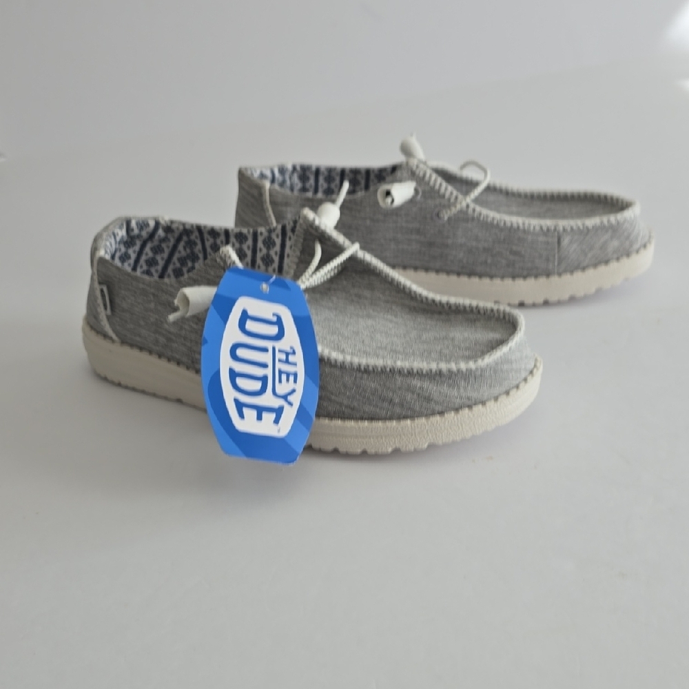 NWT Hey Dude Women's Wendy Boho Stitch White Melanges Shoes Gray Size 9